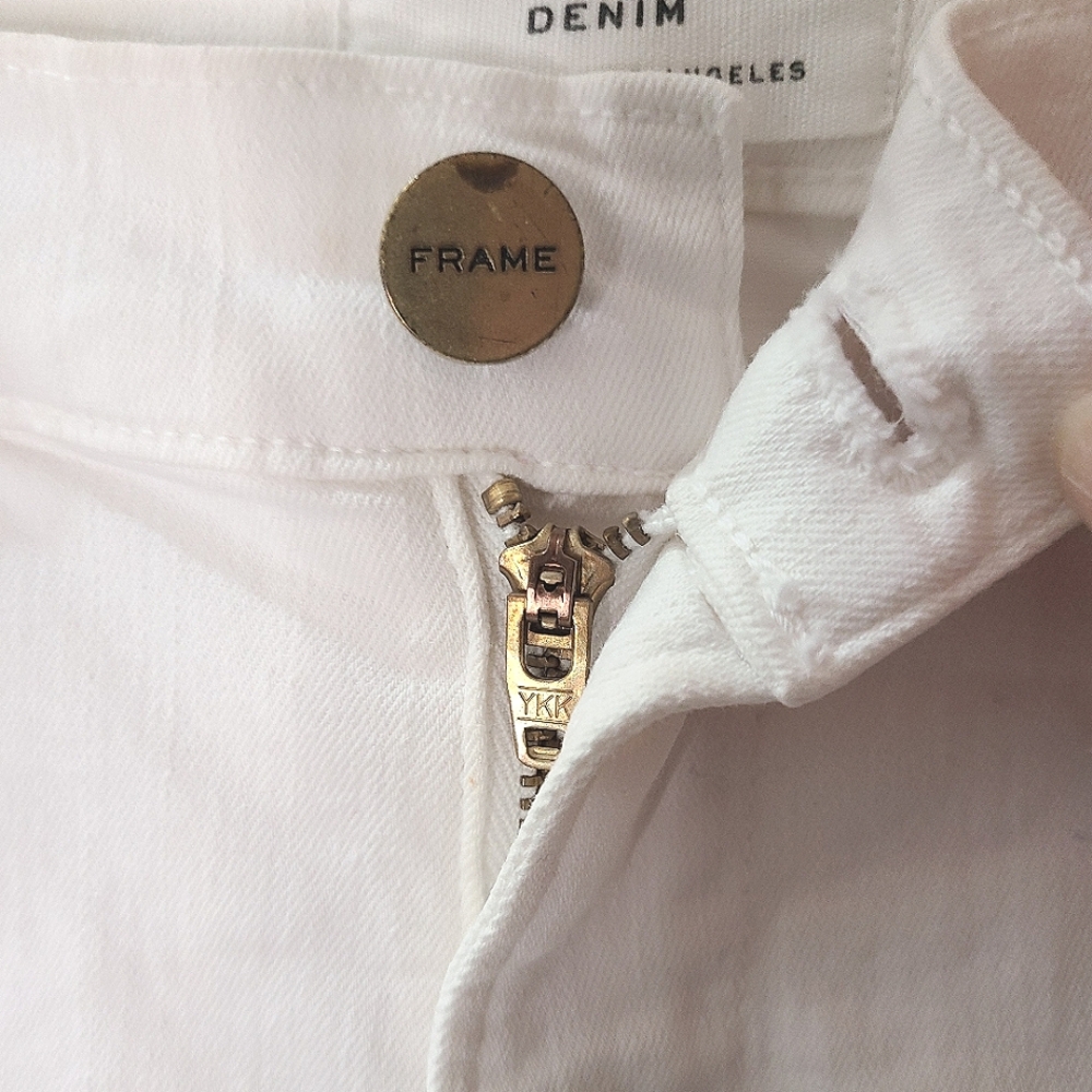 FRAME DENIM White Le High Skinny Distressed Jeans in Blanc Rip Sz 26 - Picture 7 of 14